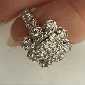 JUDITH RIPKA Sterling Halo Diamonique Pave Ring  Size 6